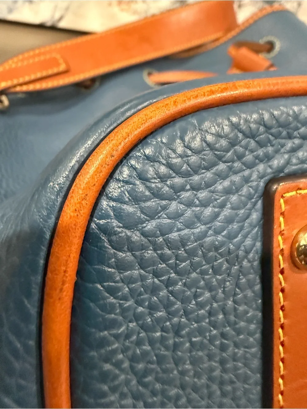 Dooney & Bourke Bucket Drawstring Tasha Midnight Blue EUC